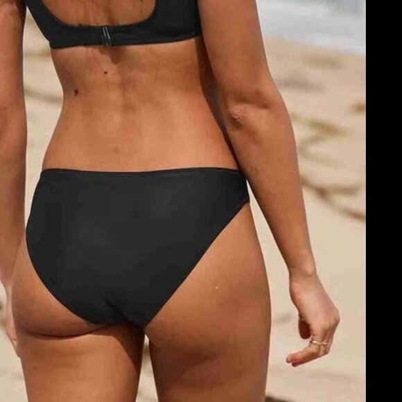 Aerie Cheeky Bikini Bottom Womens XXL Black Swim Brief NWT Minimalist - Picture 2 of 6